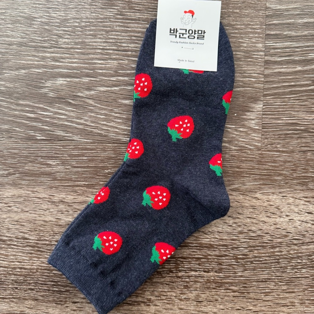 Navy Strawberry Pattern Socks